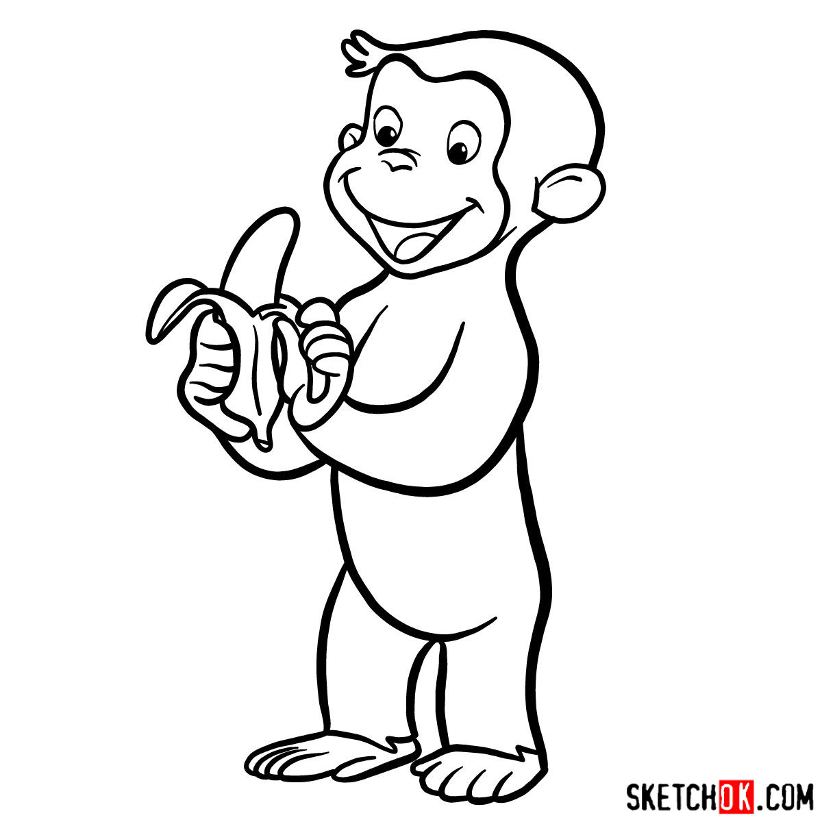 How to draw Curious George - step 09