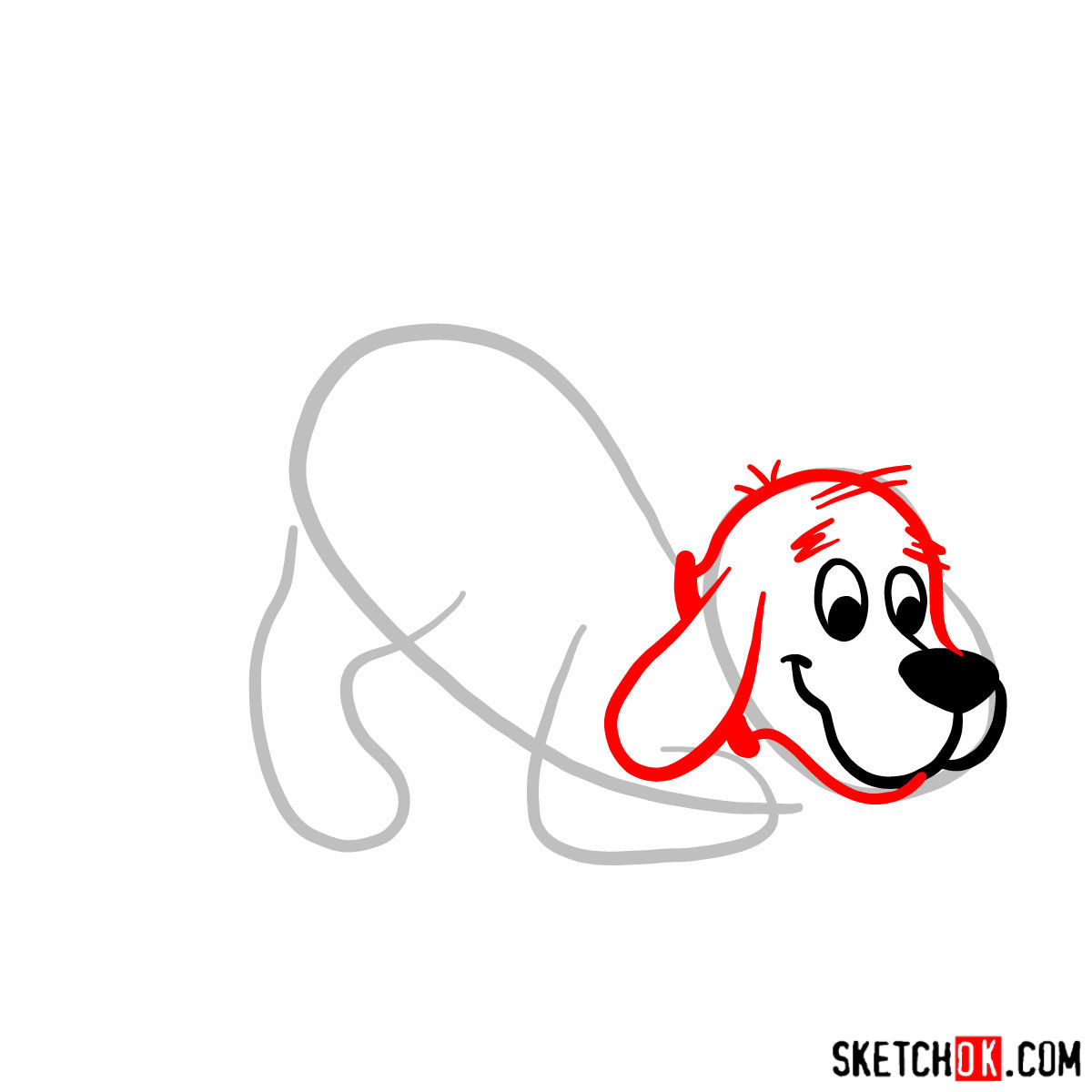 How to draw Clifford the Big Red Dog - step 03