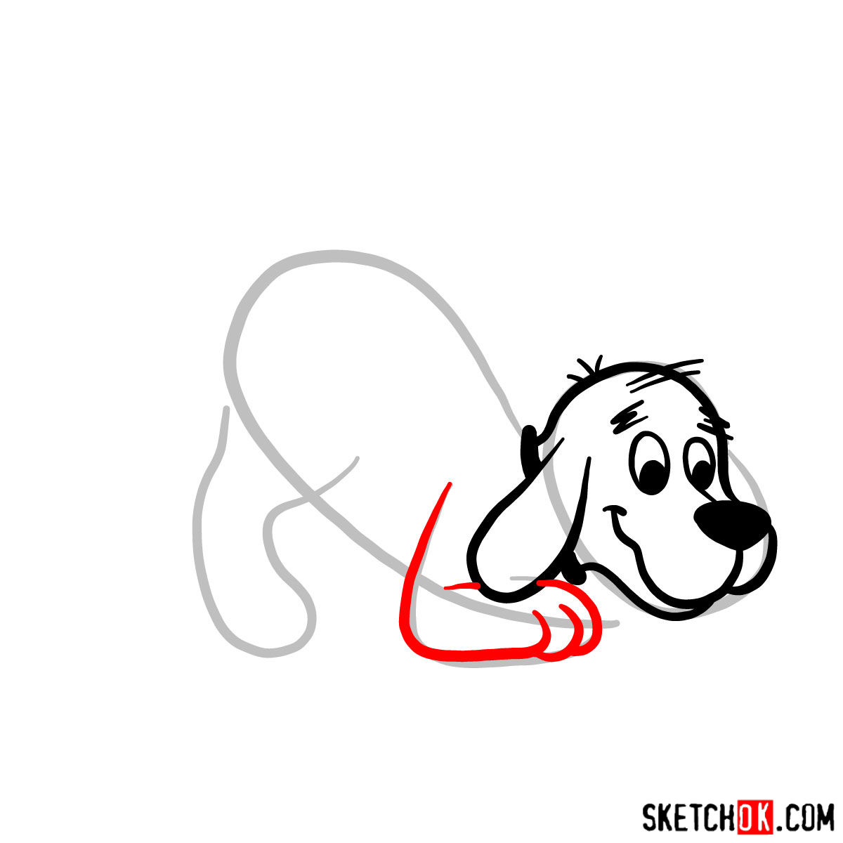 How to draw Clifford the Big Red Dog - step 04