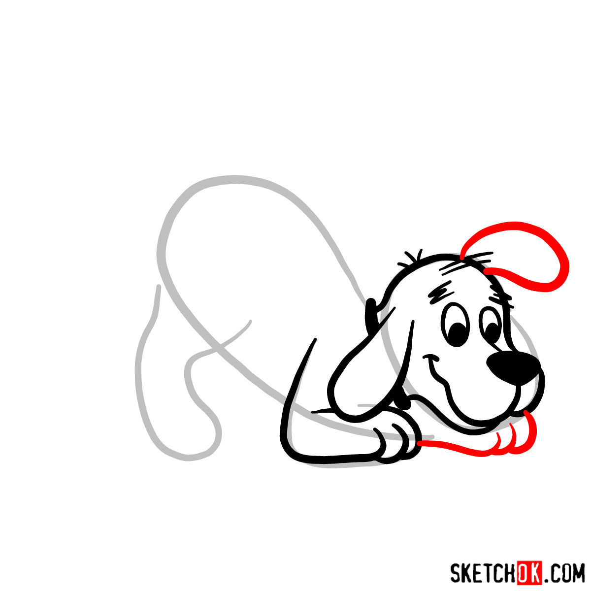 How to draw Clifford the Big Red Dog - step 05