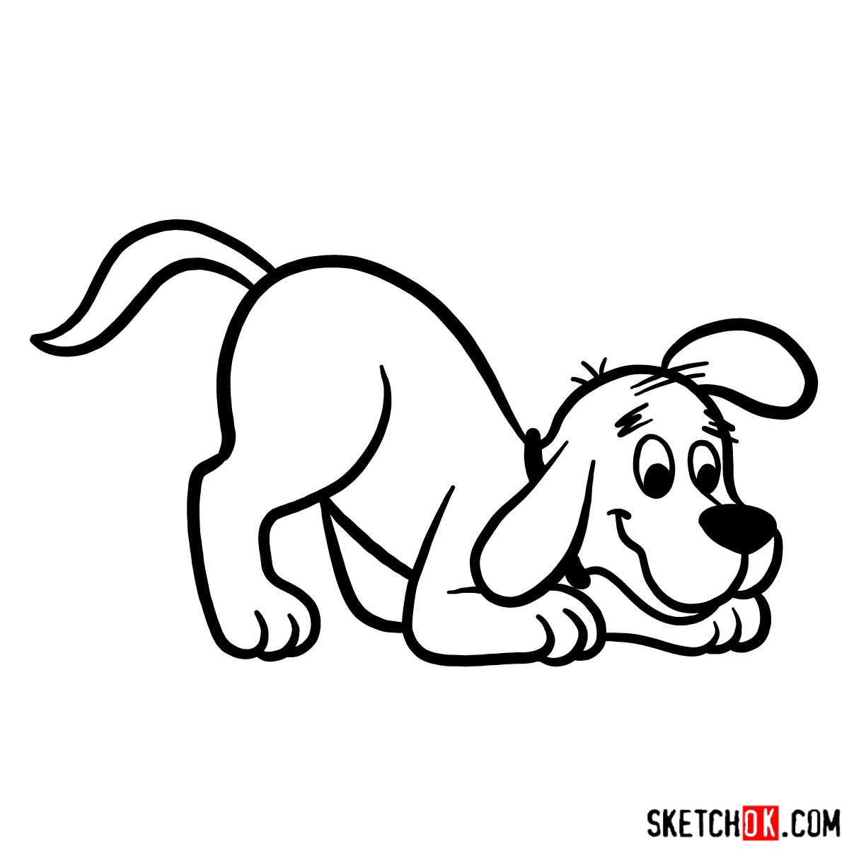 How To Draw Clifford The Big Red Dog - Sketchok Easy Drawing Guides