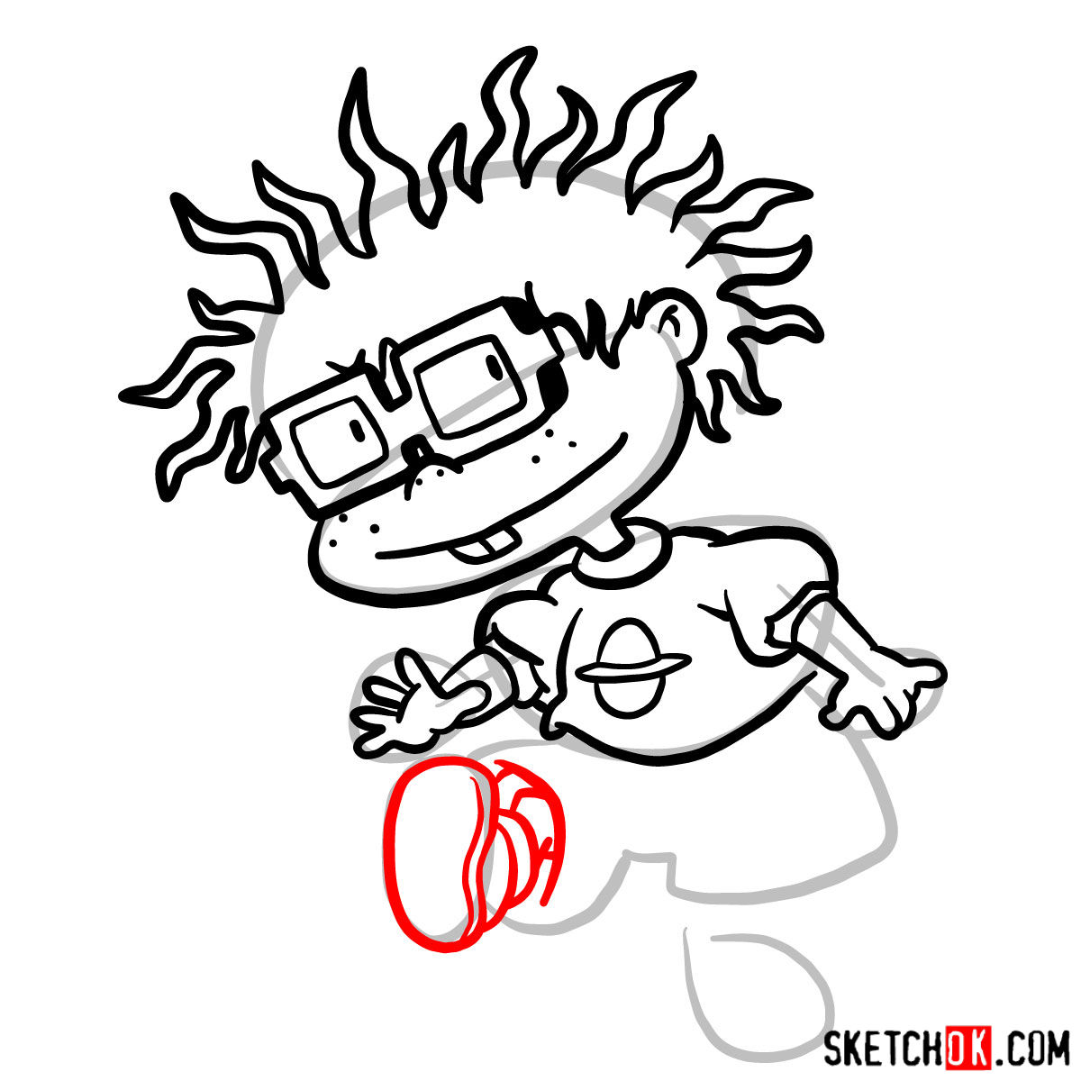 How to draw Chuckie - step 08
