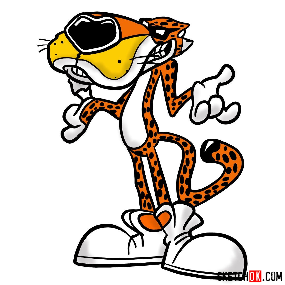 How to draw Chester Cheetah Sketchok easy drawing guides