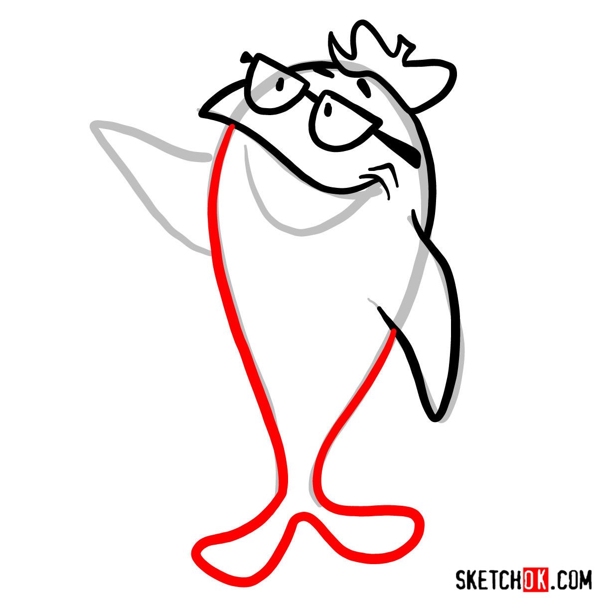 How to draw Charlie the Tuna - step 04