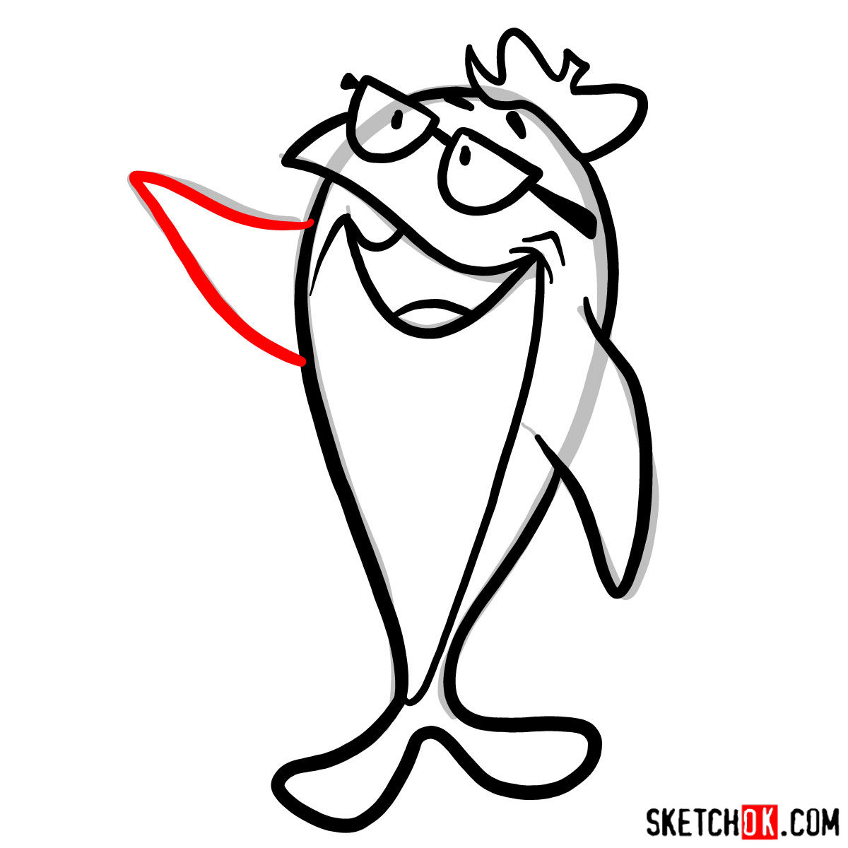 How to draw Charlie the Tuna - step 06