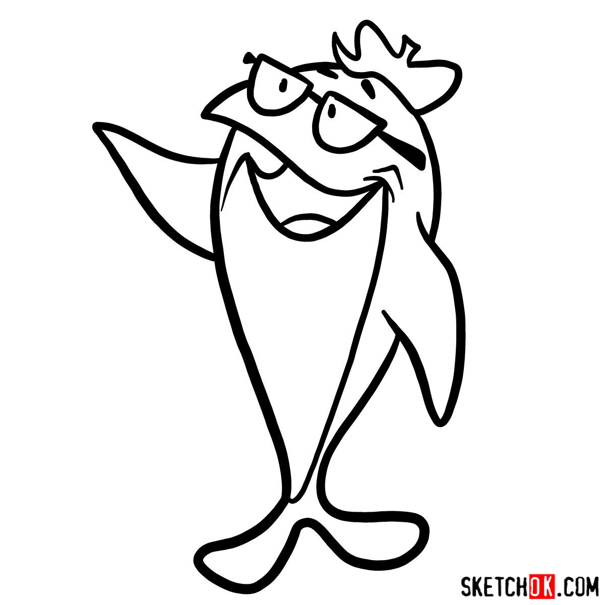 How to draw Charlie the Tuna - step 07
