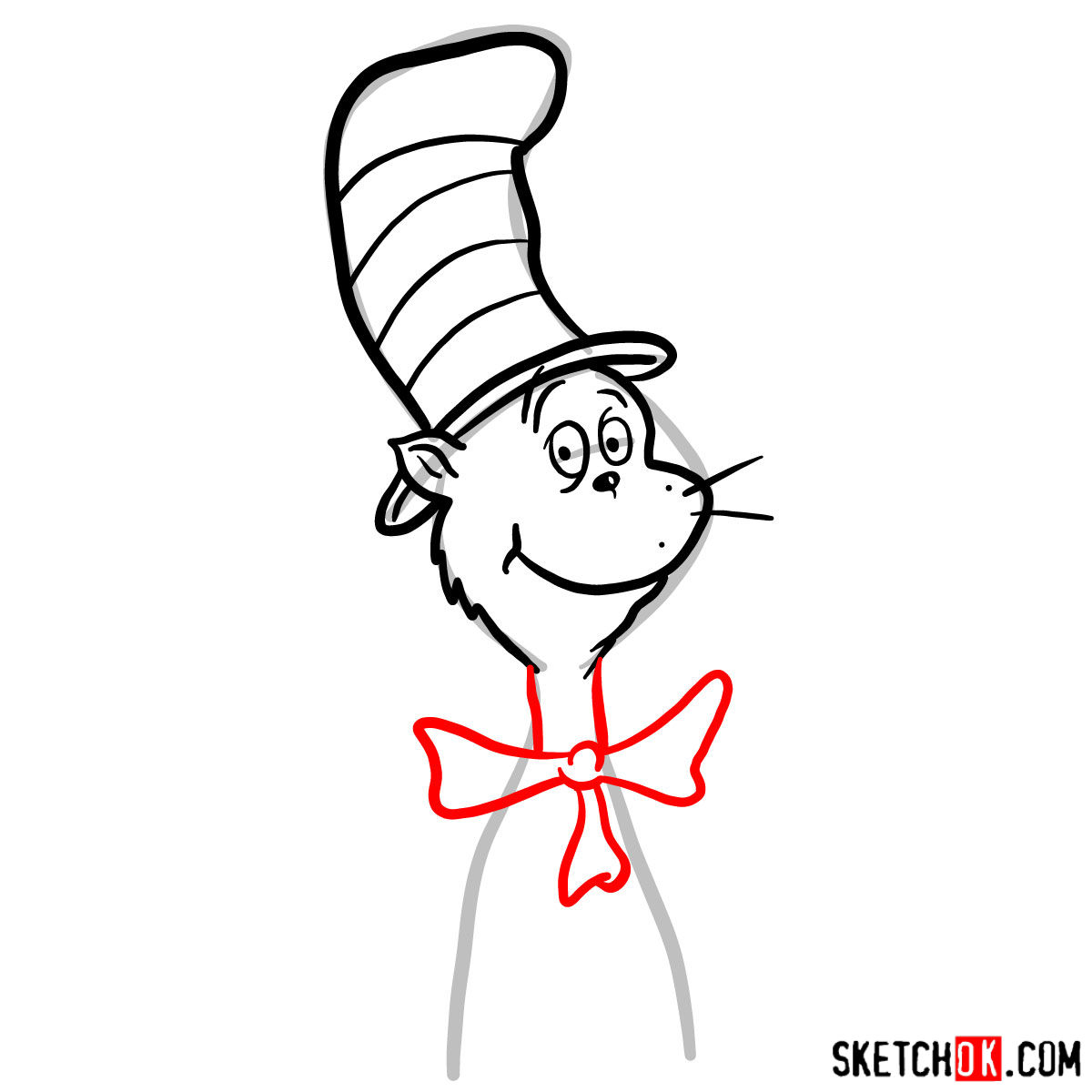 How to draw The Cat in the Hat - step 05