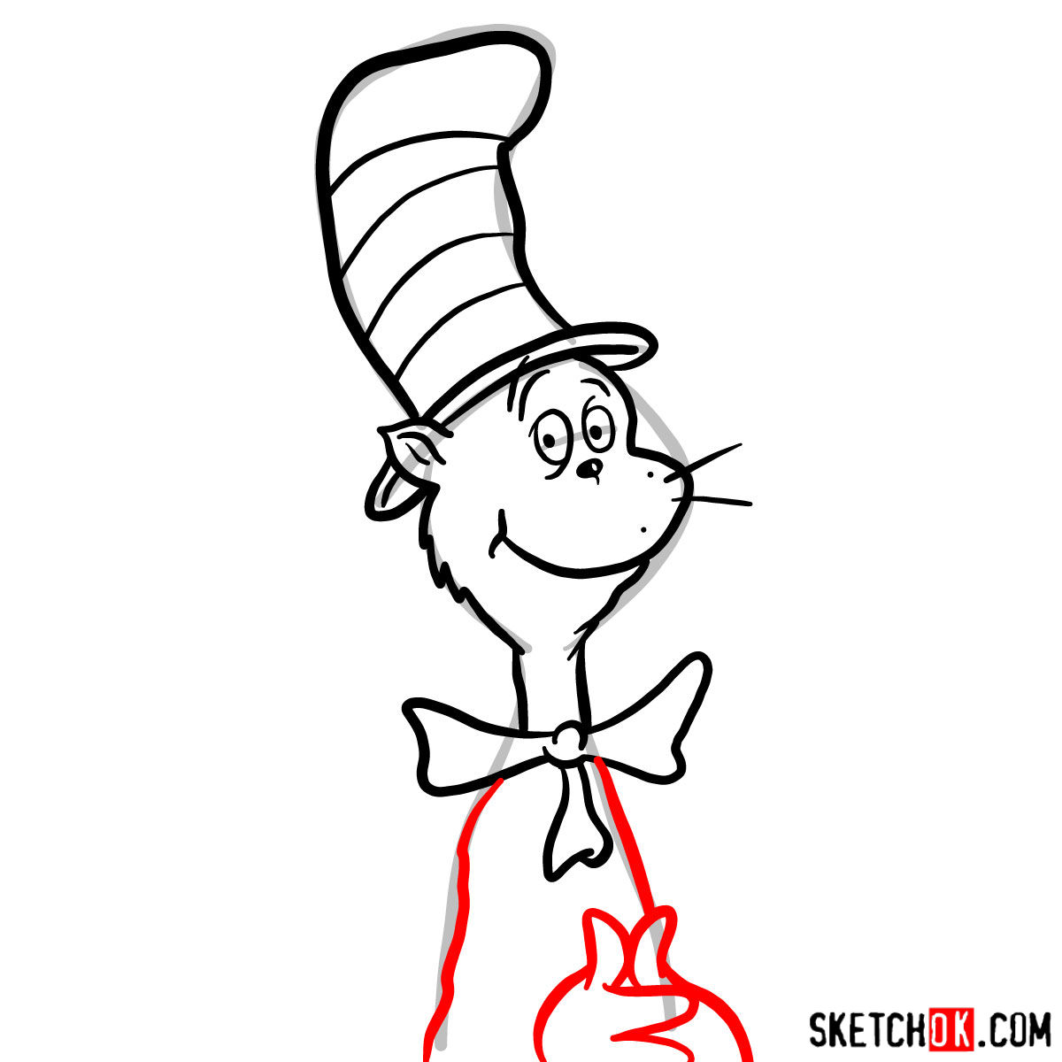 How to draw The Cat in the Hat -  step 06