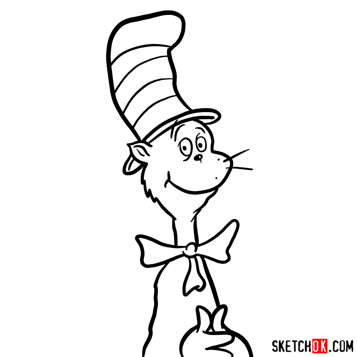 How to draw The Cat in the Hat - step 07
