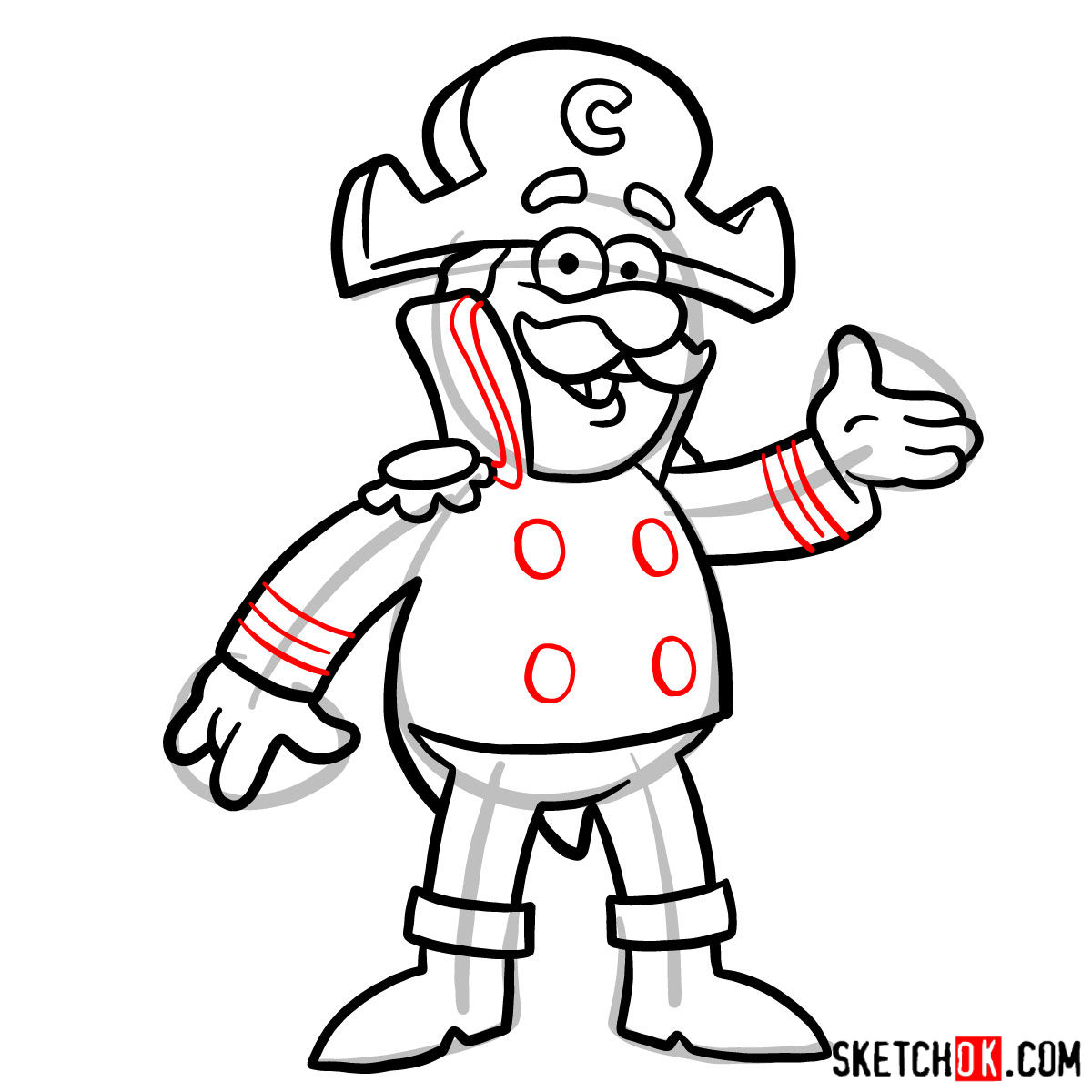 How to draw Cap'n Crunch - step 11