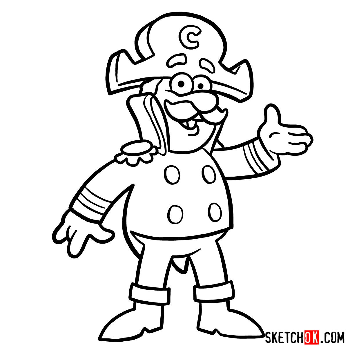 How to draw Cap'n Crunch - step 12