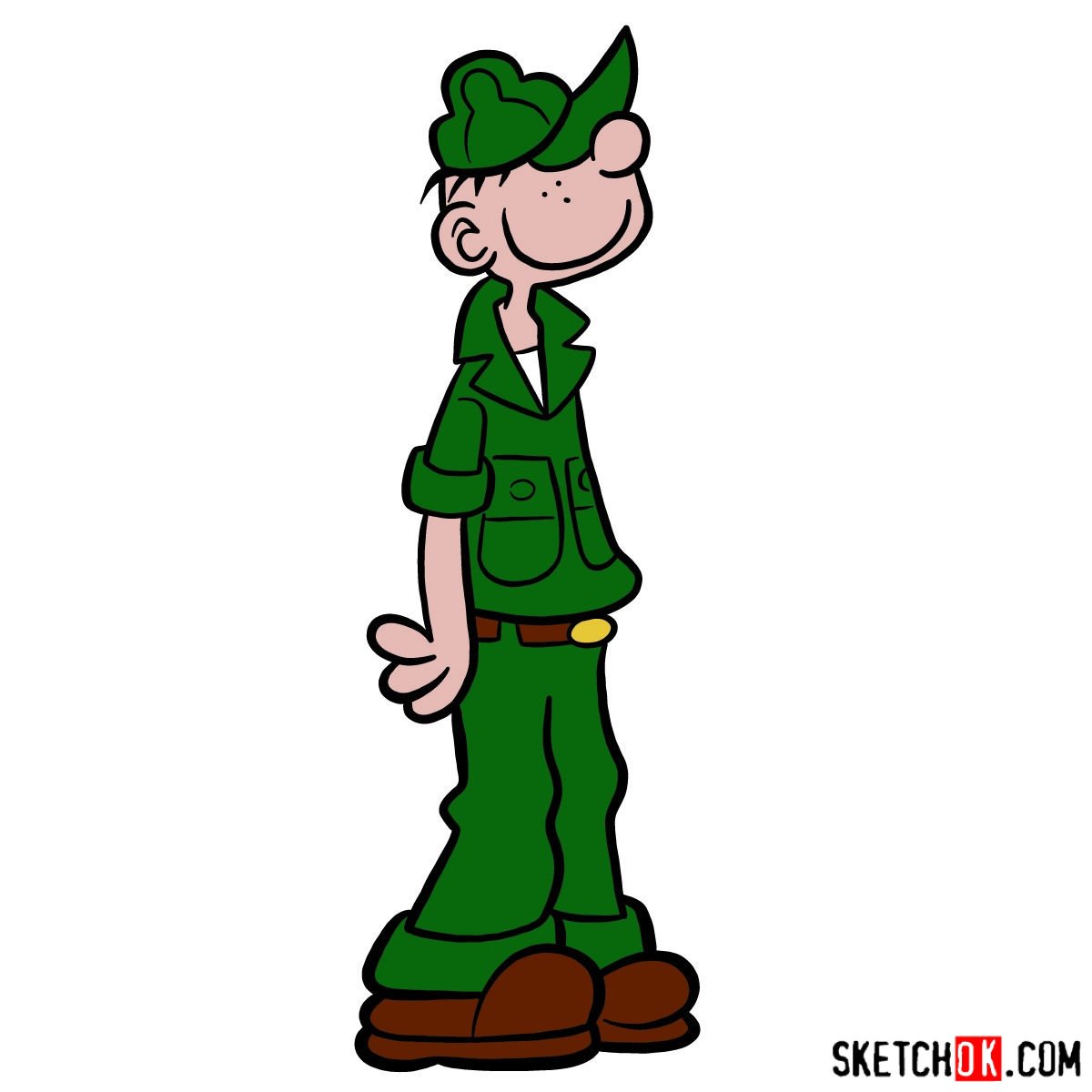 How to draw Beetle Bailey - Sketchok easy drawing guides