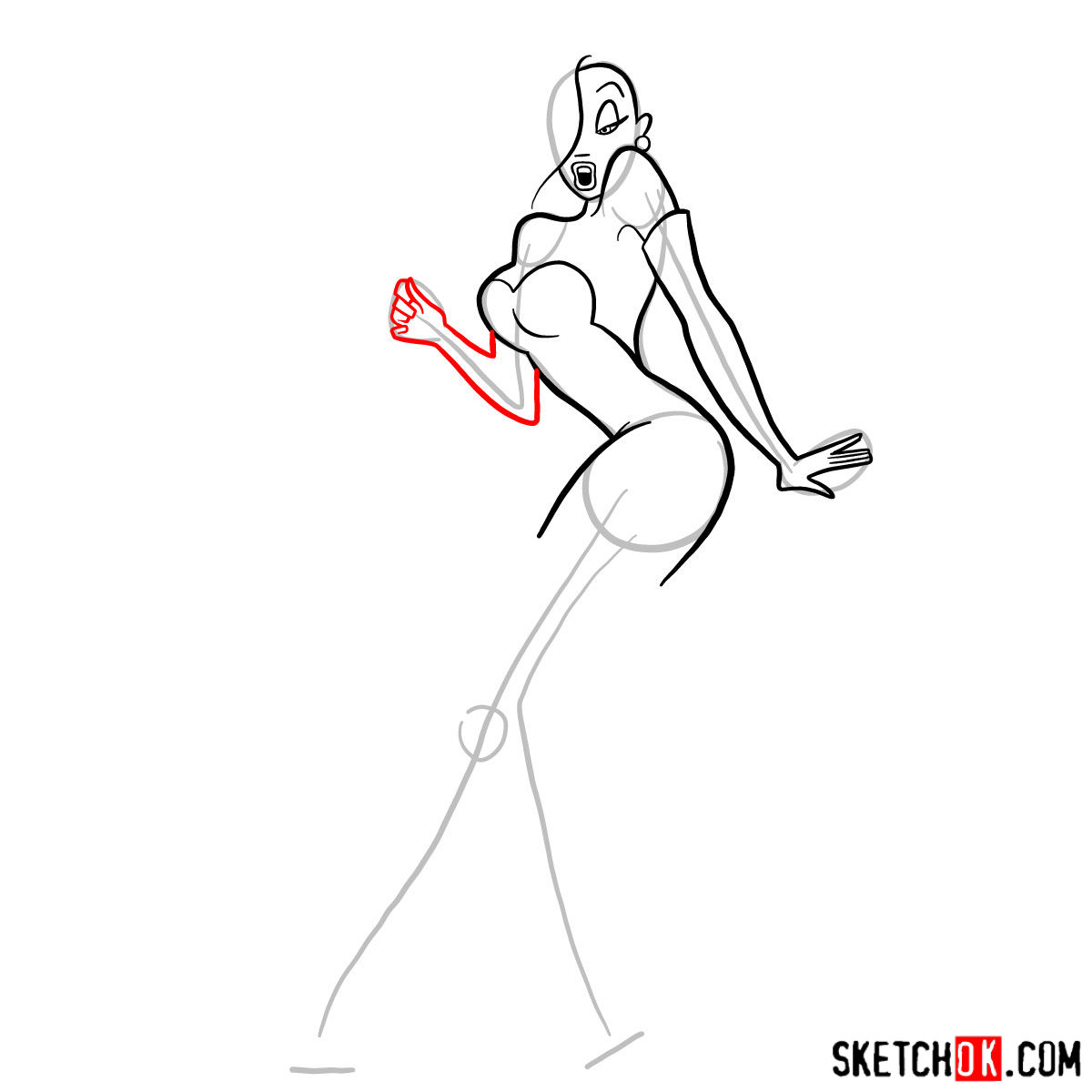 How to draw Jessica Rabbit - step 07