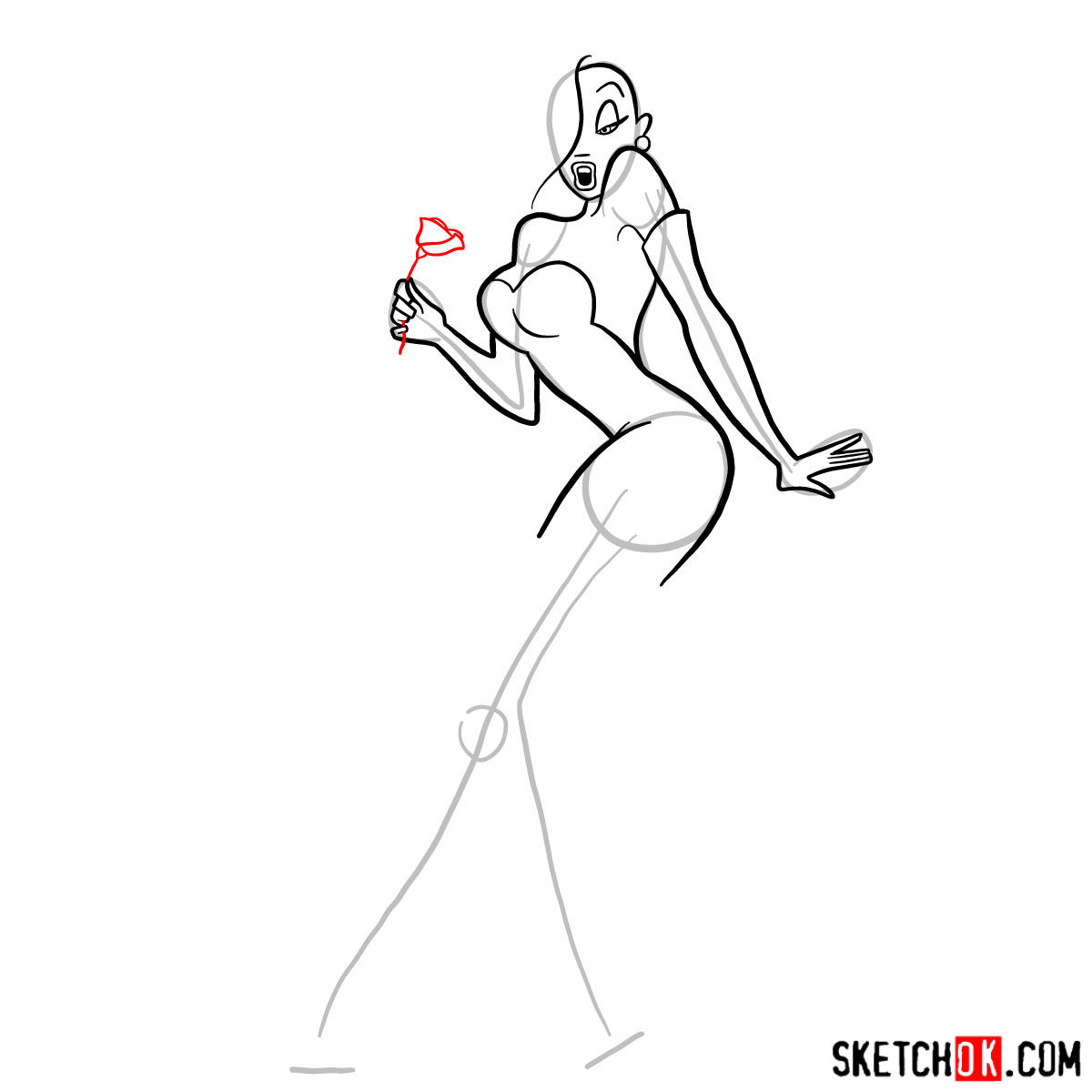 How to draw Jessica Rabbit - step 08
