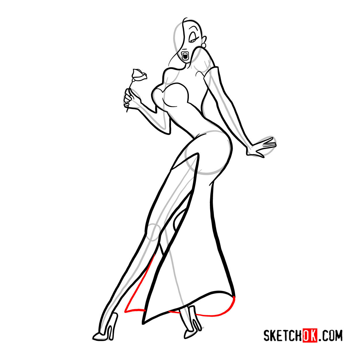 How to draw Jessica Rabbit - step 12
