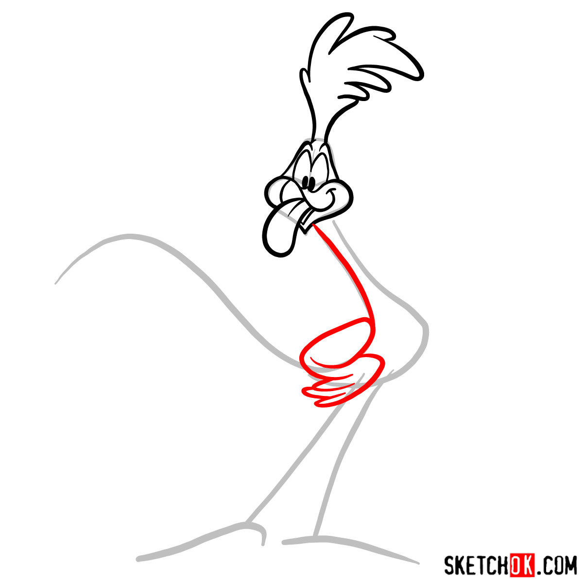 How to draw the Road Runner - step 04