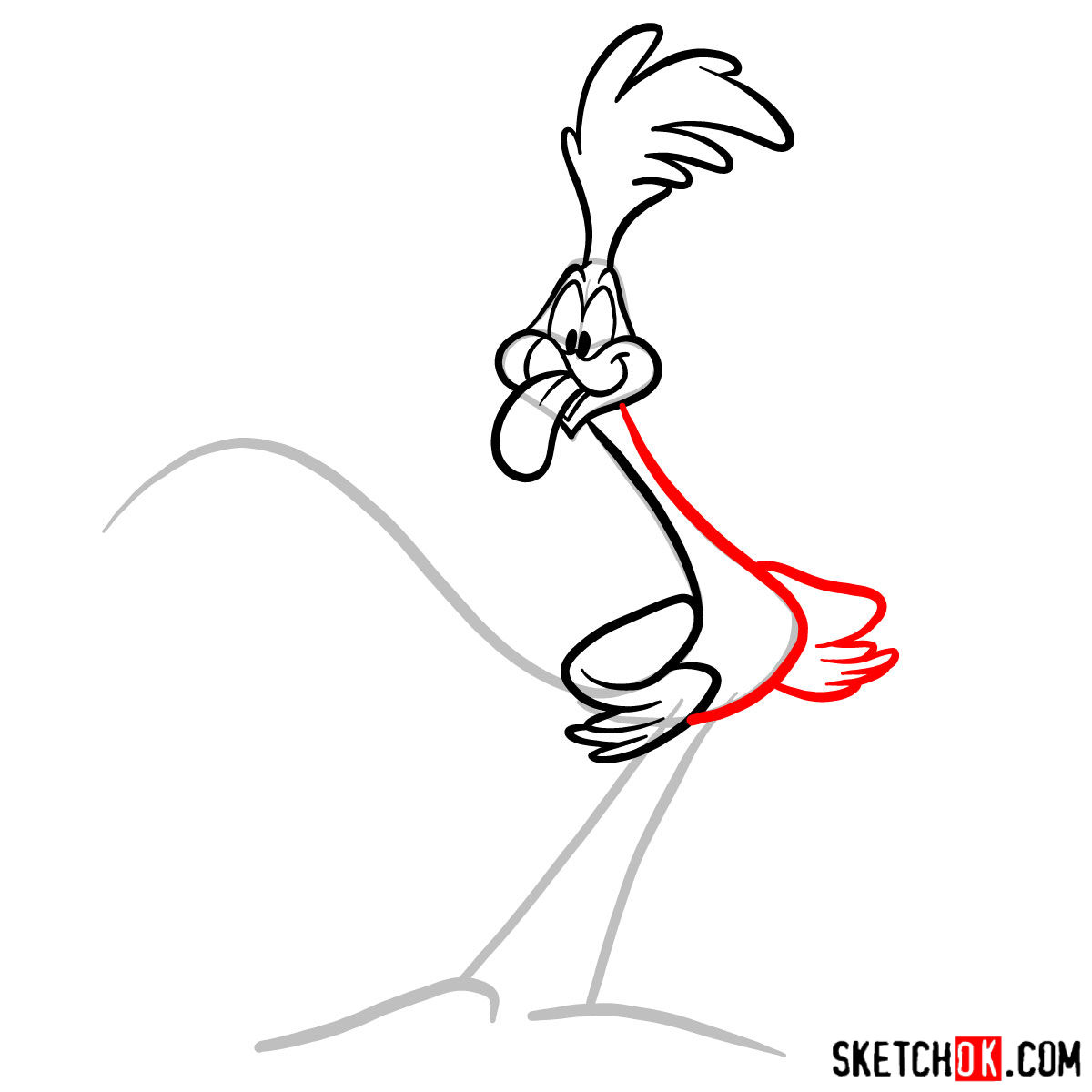 How to draw the Road Runner - step 05