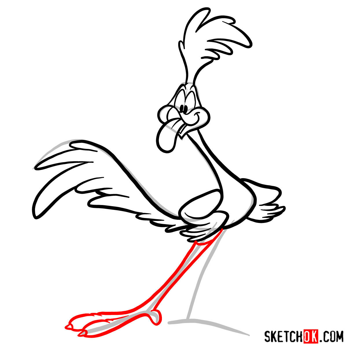 How to draw the Road Runner - step 07