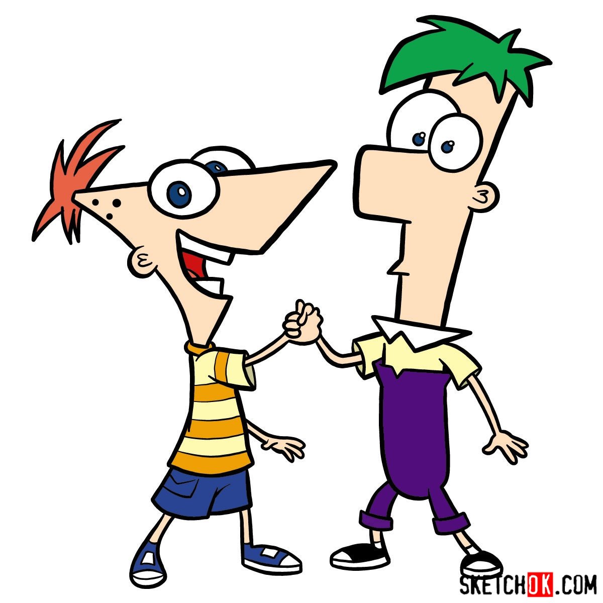 How to draw Phineas and Ferb