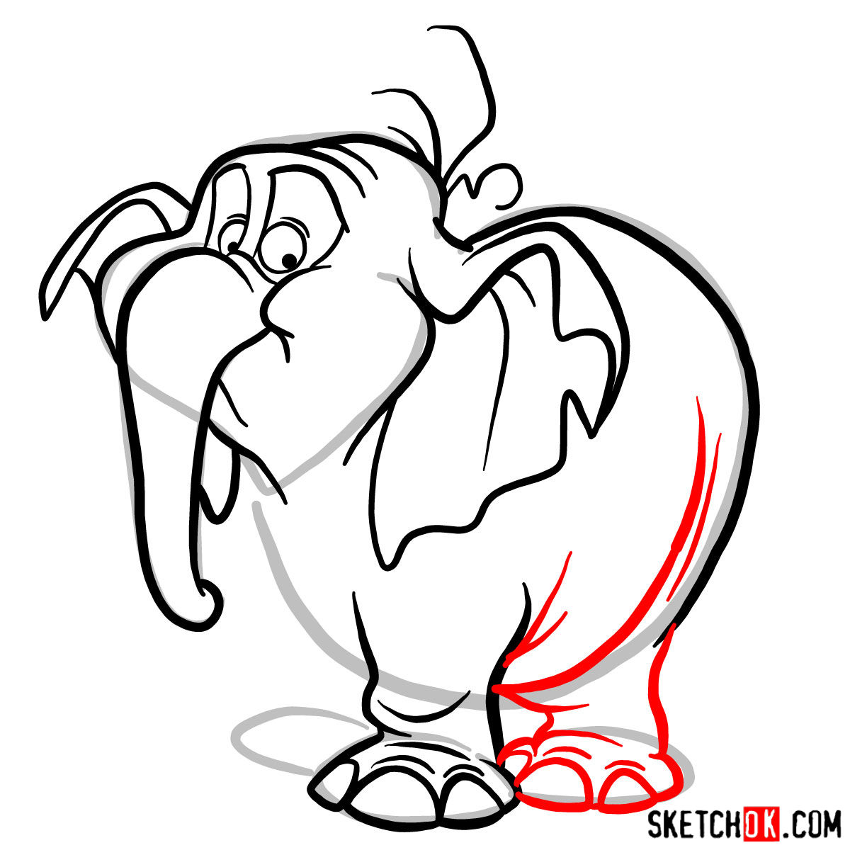 How to draw Tantor the elephant - step 08