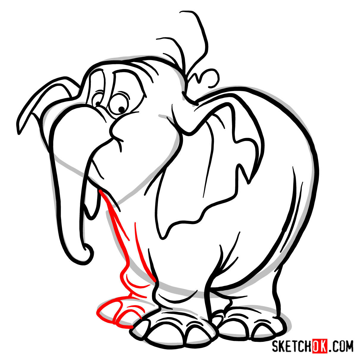 How to draw Tantor the elephant - step 09