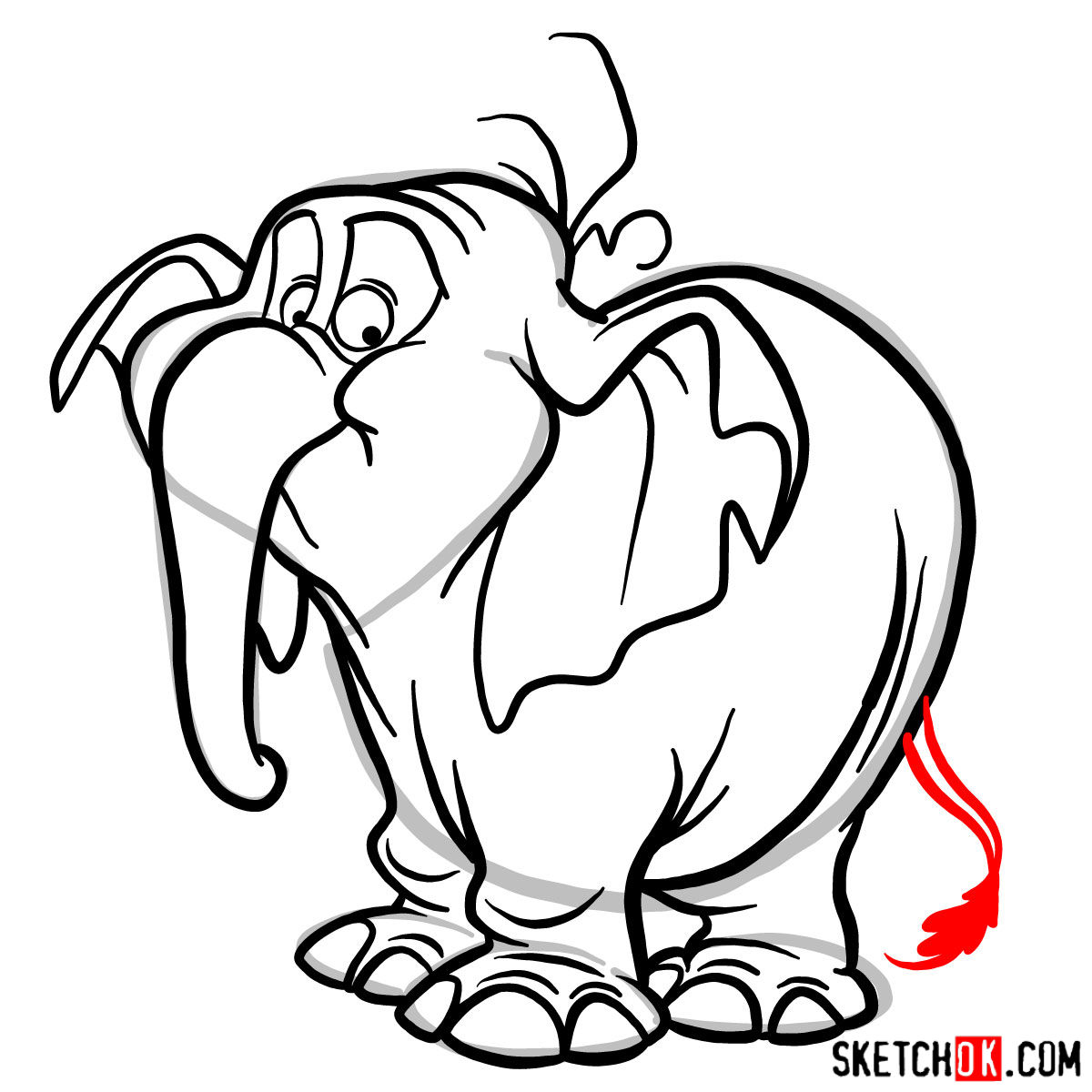 How to draw Tantor the elephant - step 10