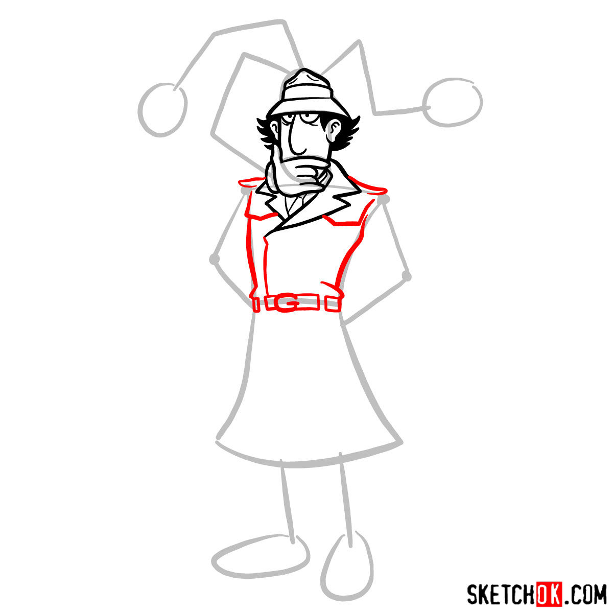 How to draw Inspector Gadget - step 07
