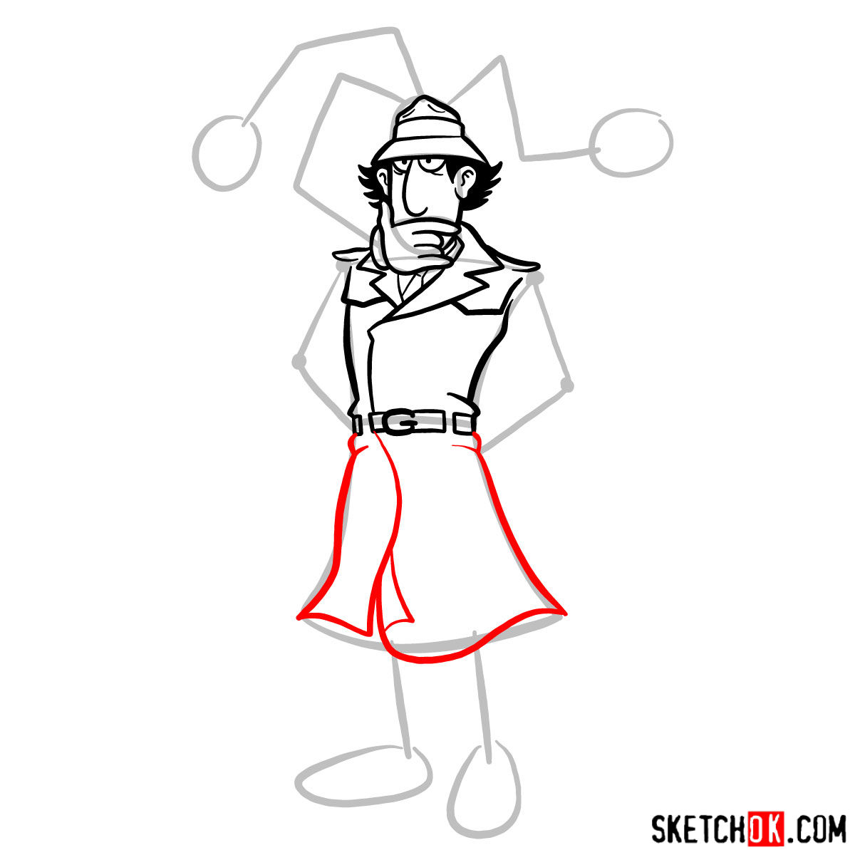 How to draw Inspector Gadget - step 08