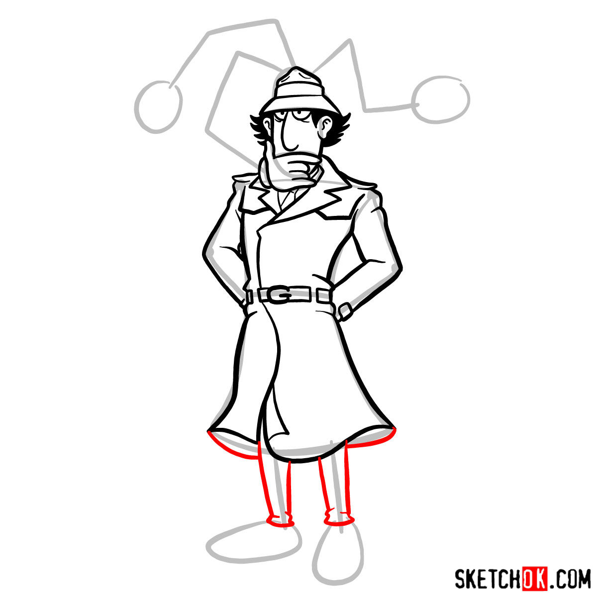 How to draw Inspector Gadget - step 10