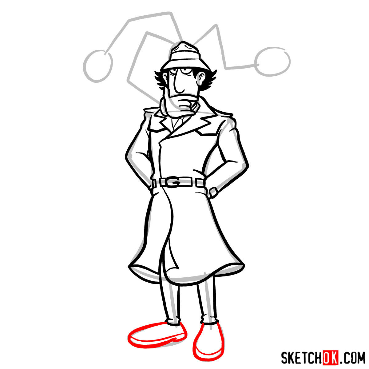 How to draw Inspector Gadget - step 11