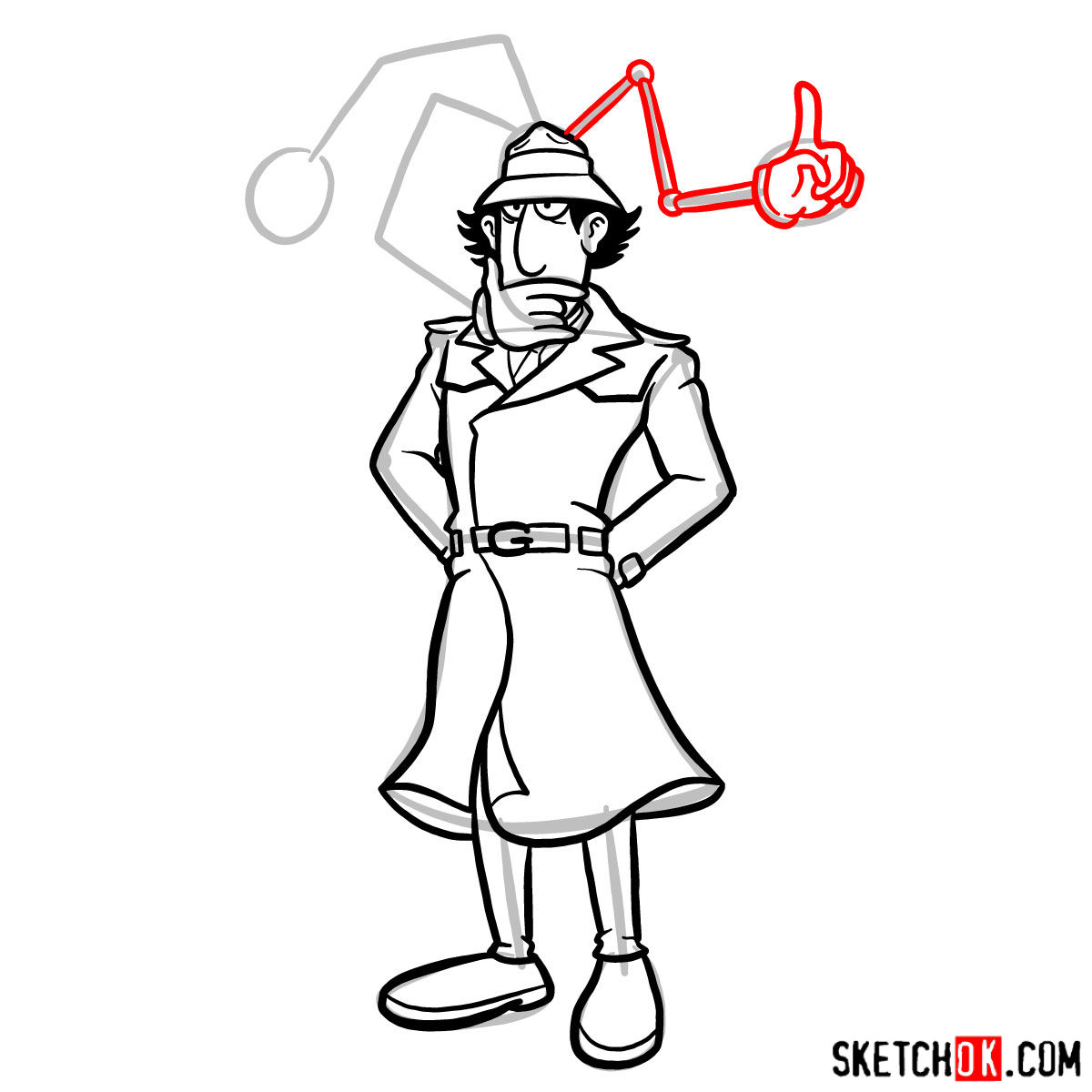 How to draw Inspector Gadget - step 12