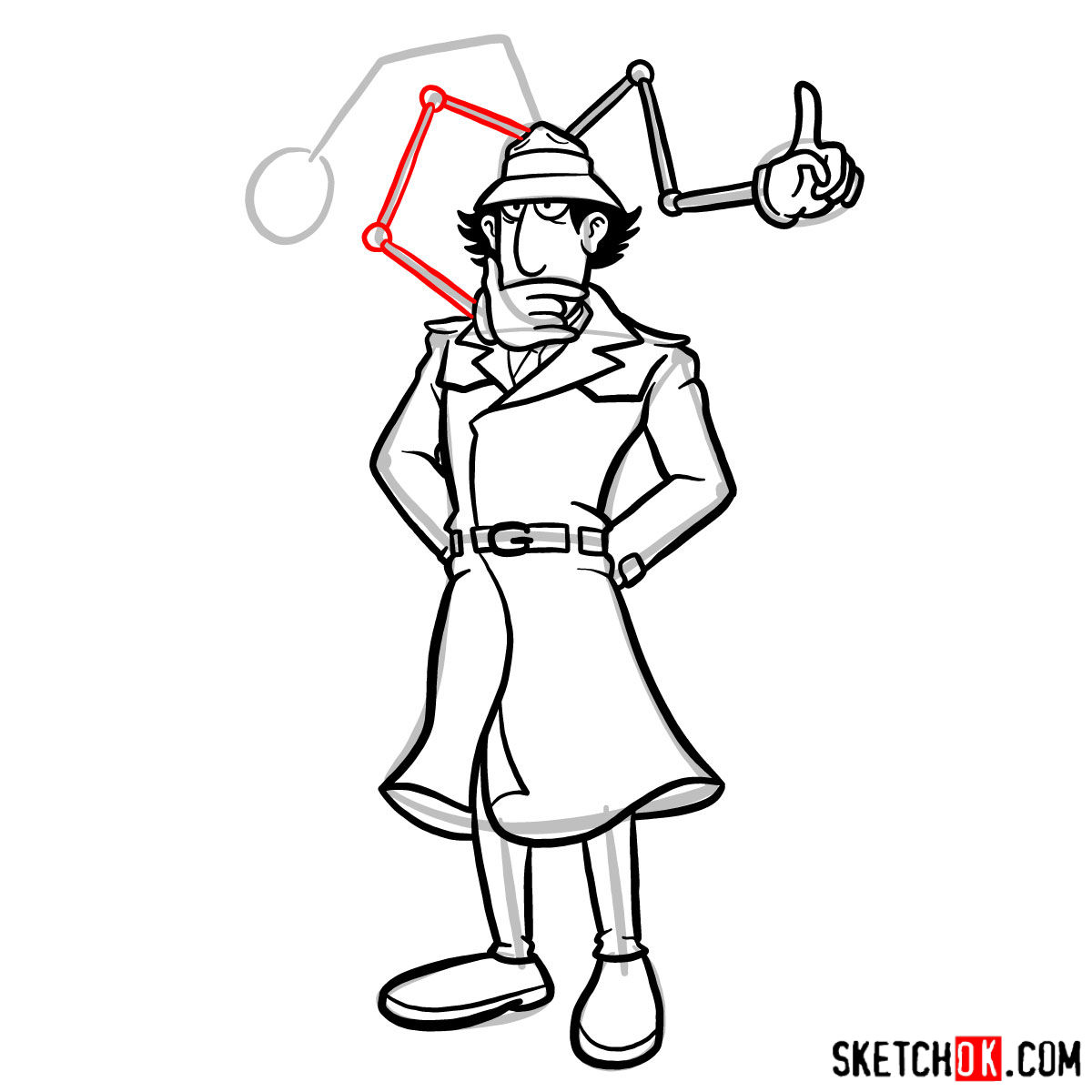 How to draw Inspector Gadget - step 13