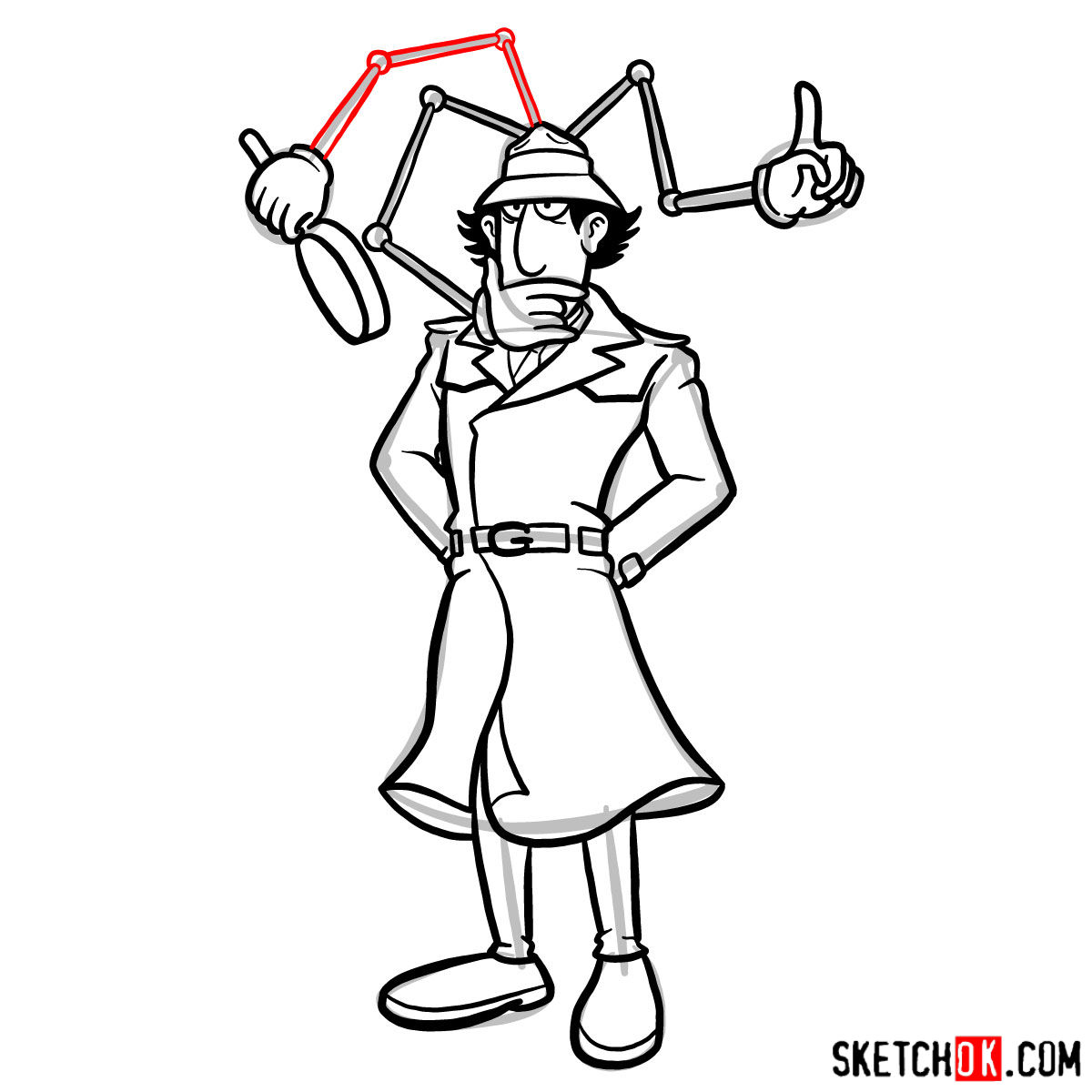 How to draw Inspector Gadget - step 15