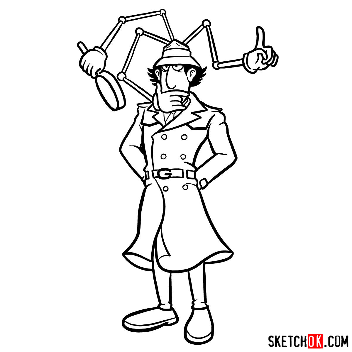 How to draw Inspector Gadget - step 17