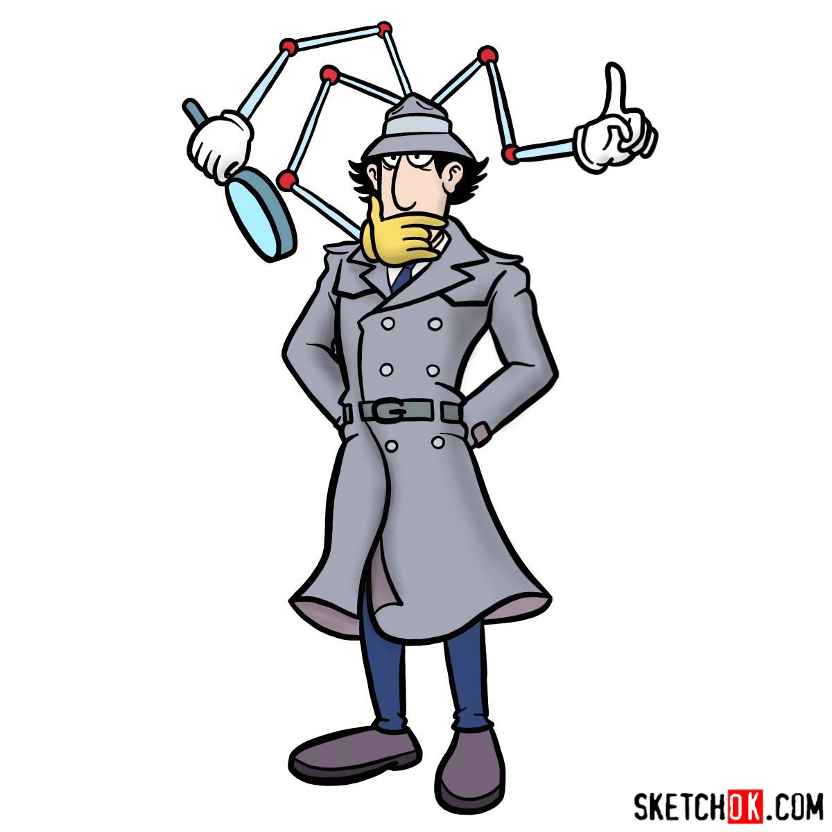 How to draw Inspector Gadget - Sketchok easy drawing guides