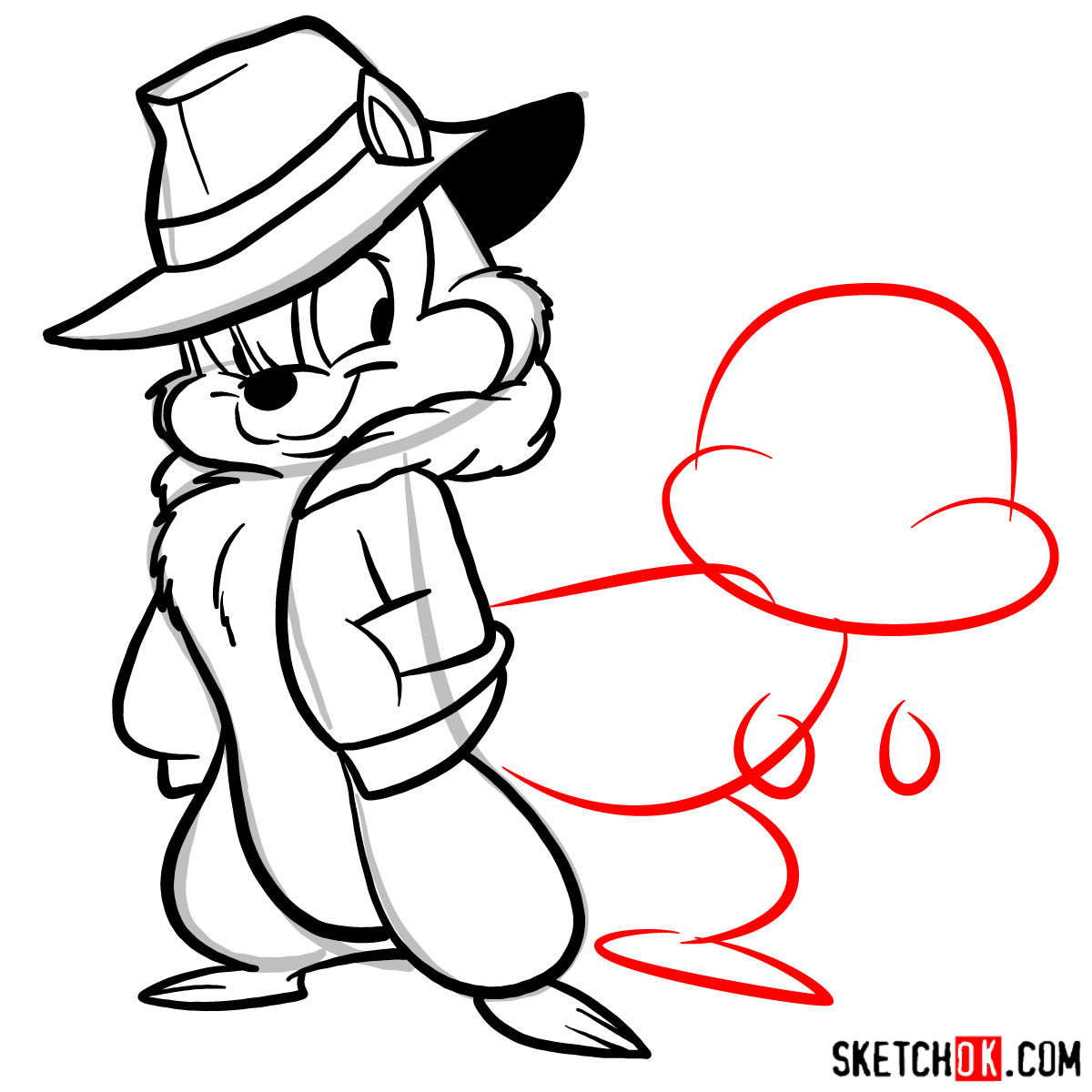 How to draw Chip and Dale together - step 10