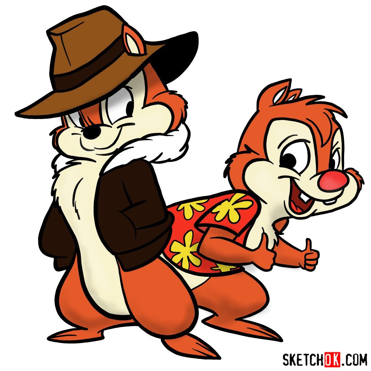 How to draw Chip and Dale together