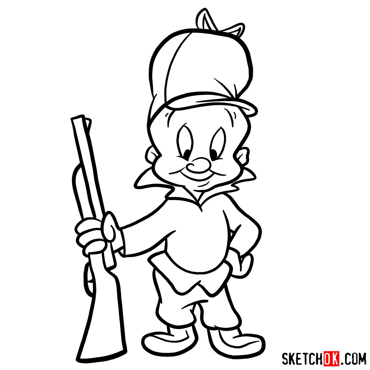 How to draw Elmer Fudd (Egghead) Sketchok easy drawing guides