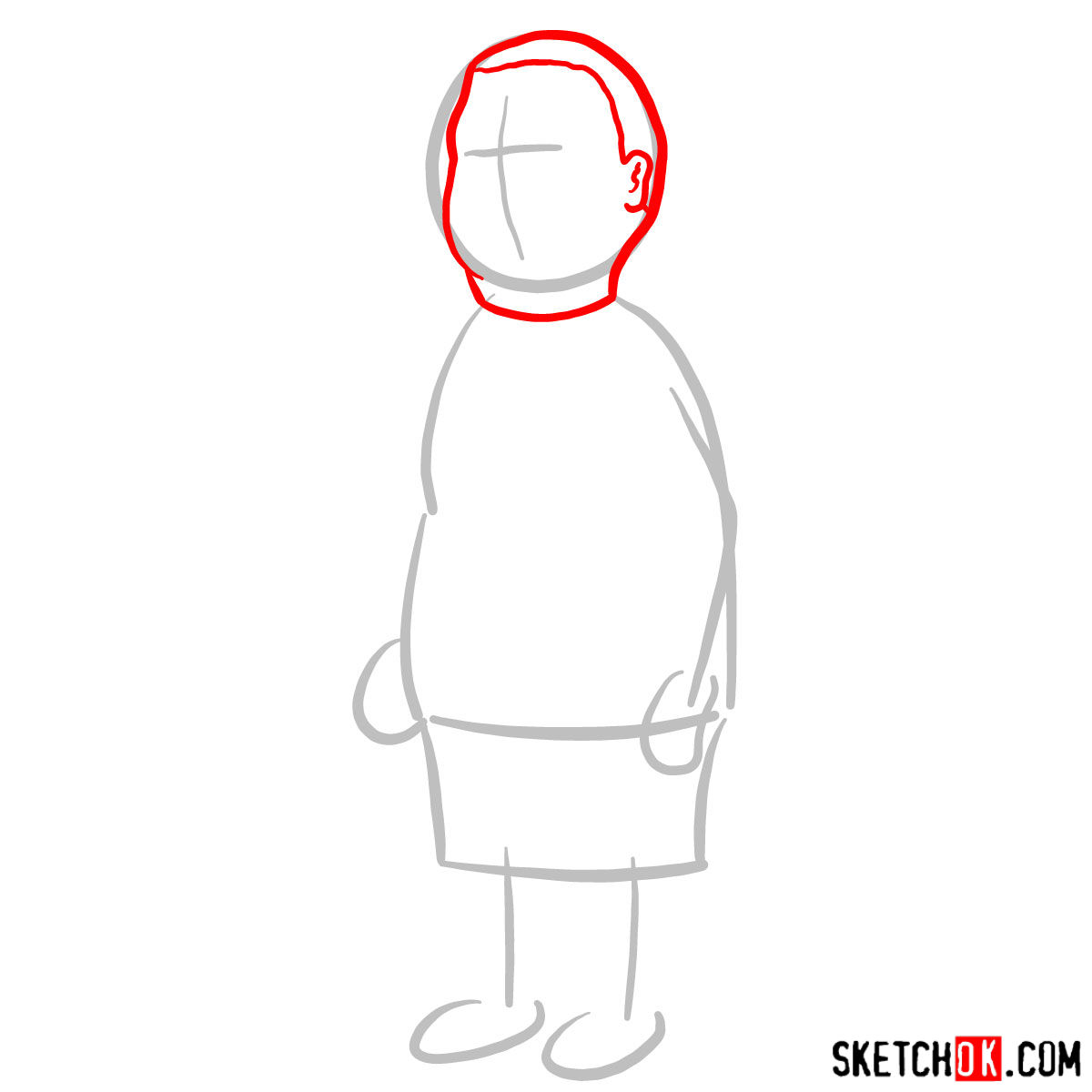 How to draw Bobby Hill - step 02