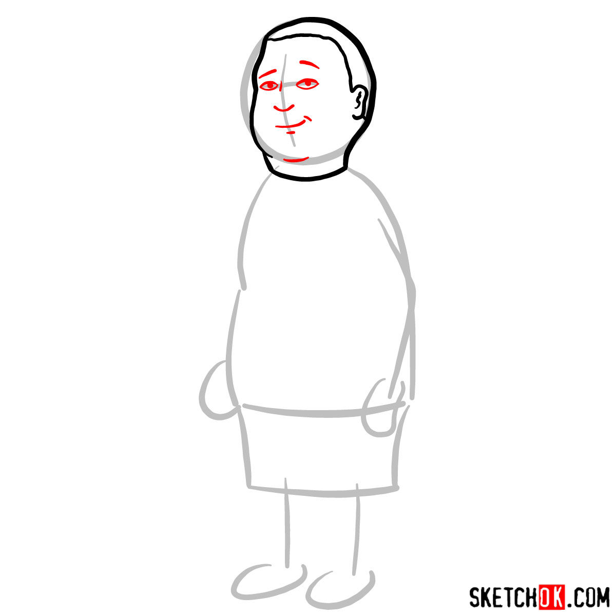 How to draw Bobby Hill - step 03