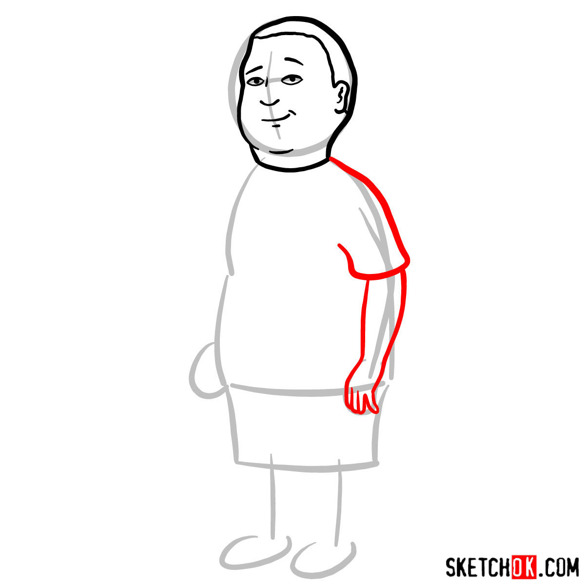 How to draw Bobby Hill - step 04