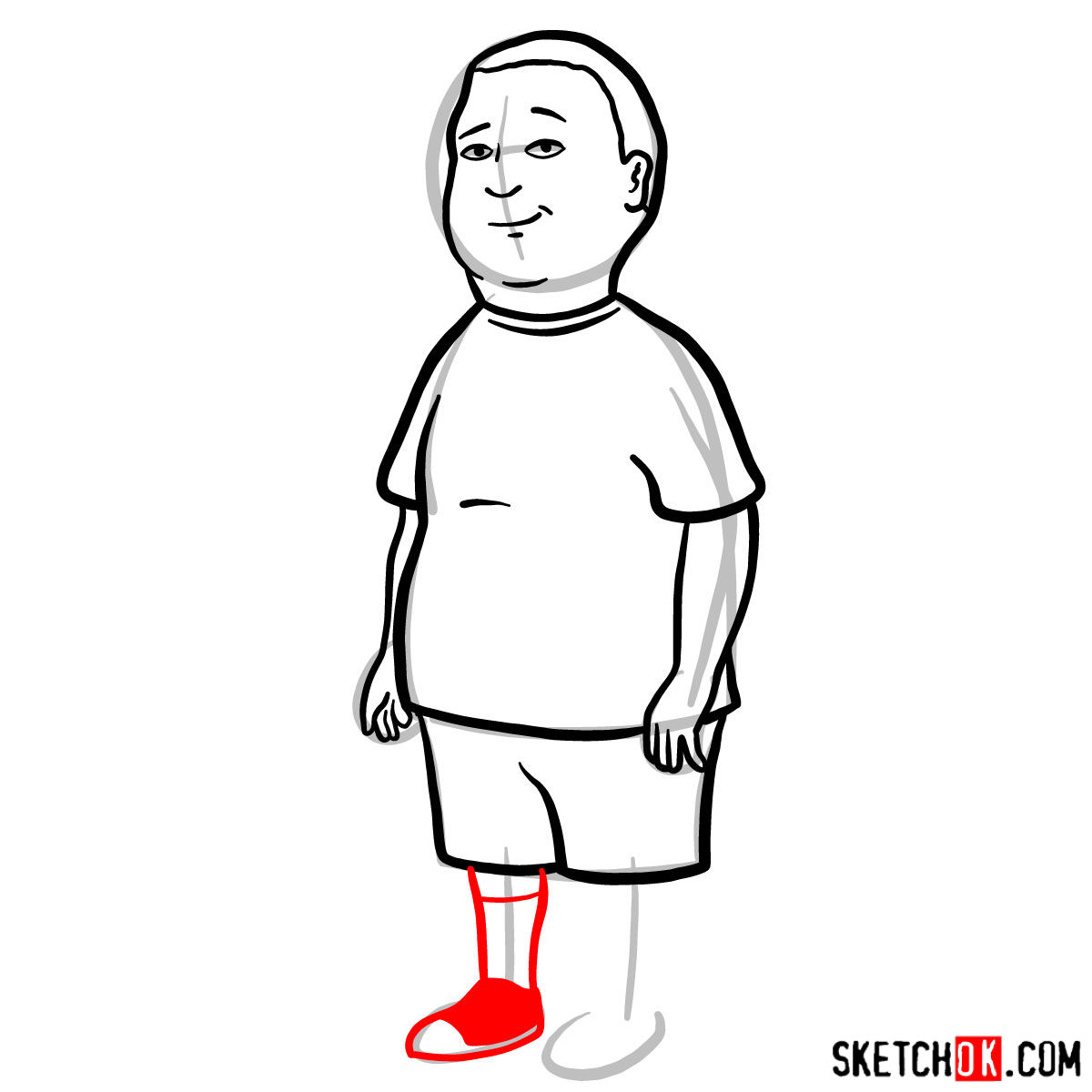 How to draw Bobby Hill - step 07