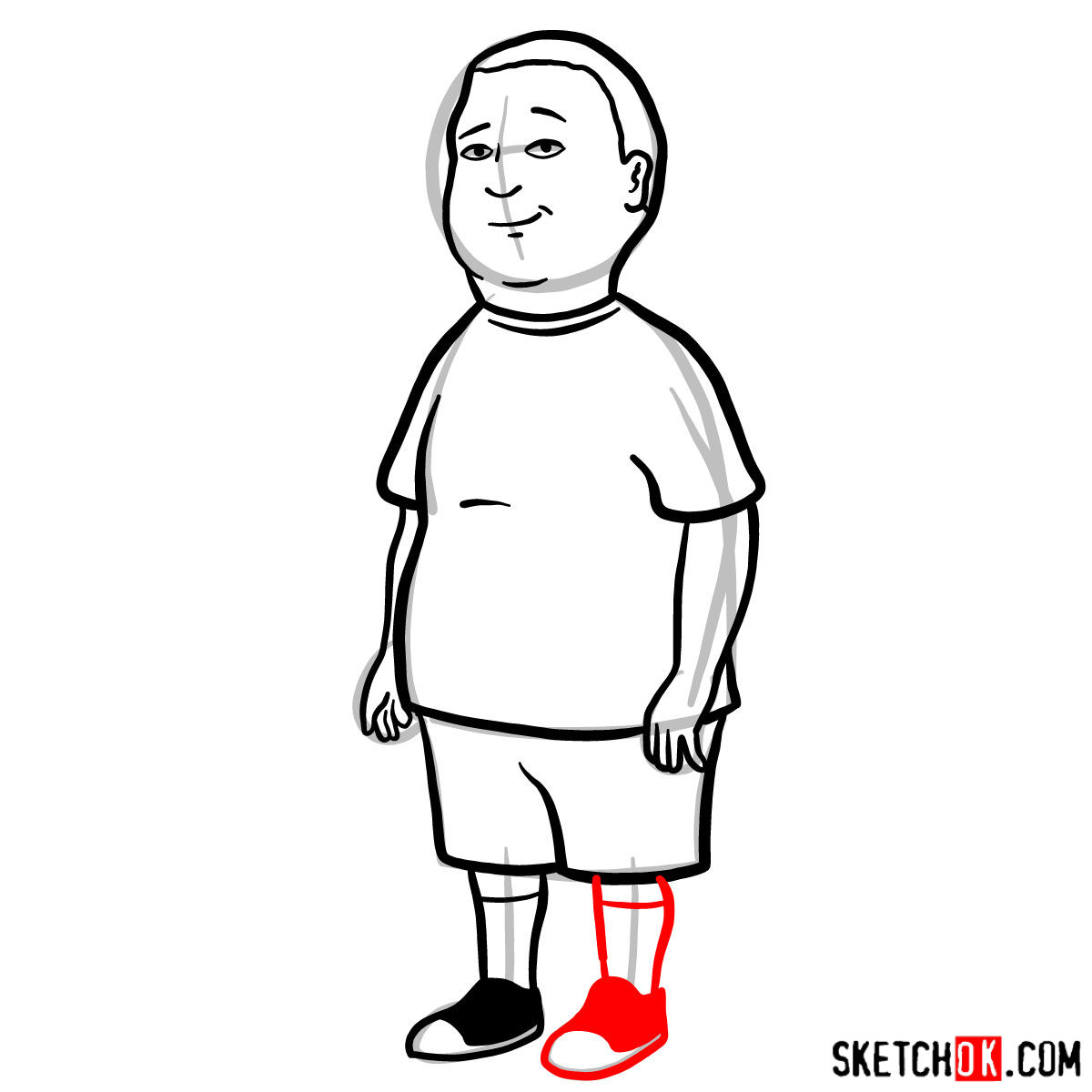 How to draw Bobby Hill - step 08