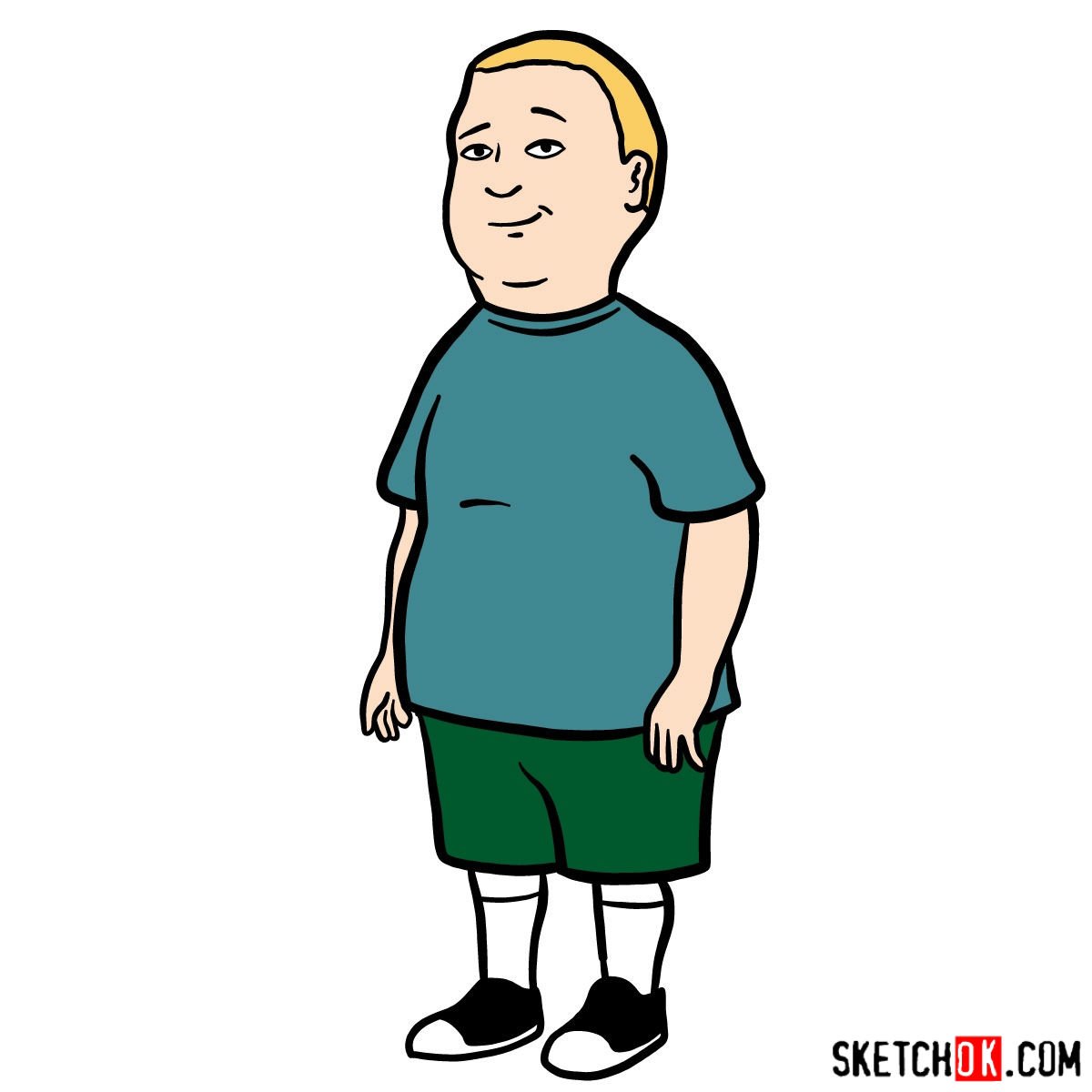 How to draw Bobby Hill