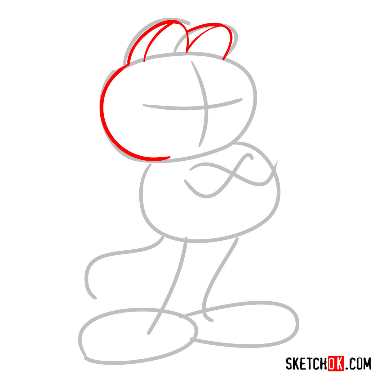 How to draw Garfield - step 02