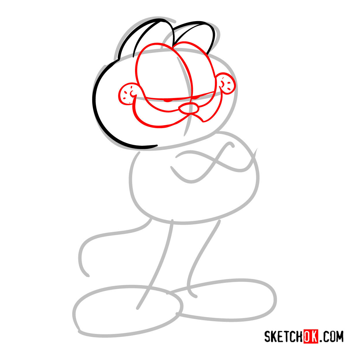 How to draw Garfield - step 03