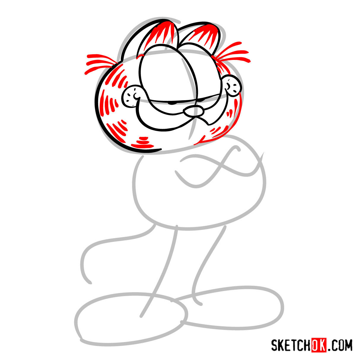How to draw Garfield - step 04