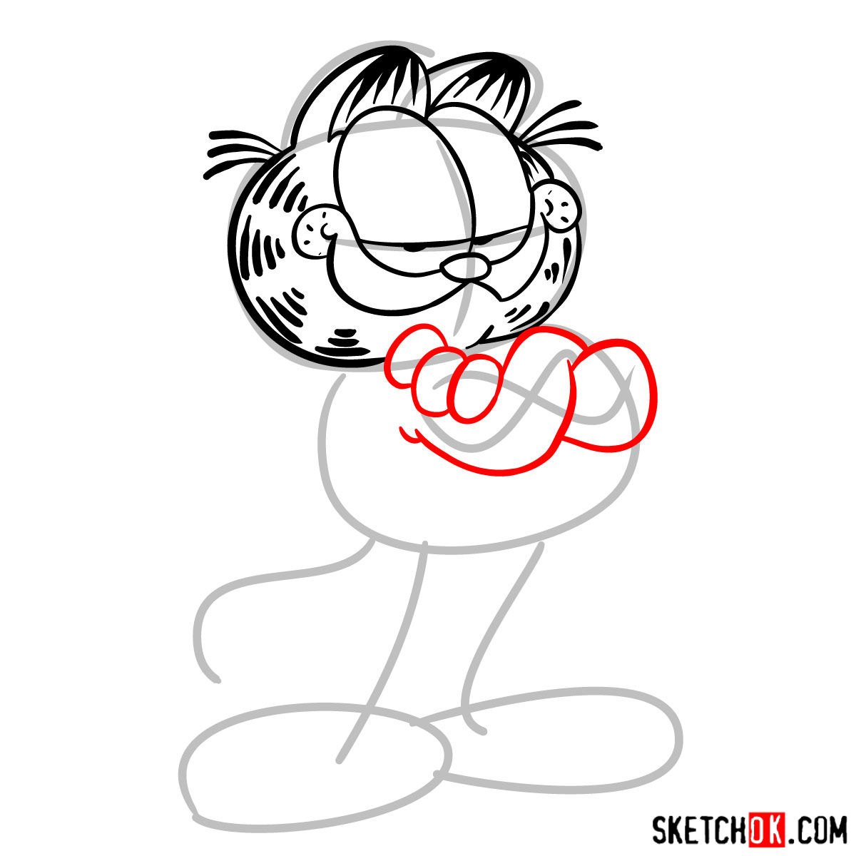 How to draw Garfield - step 05