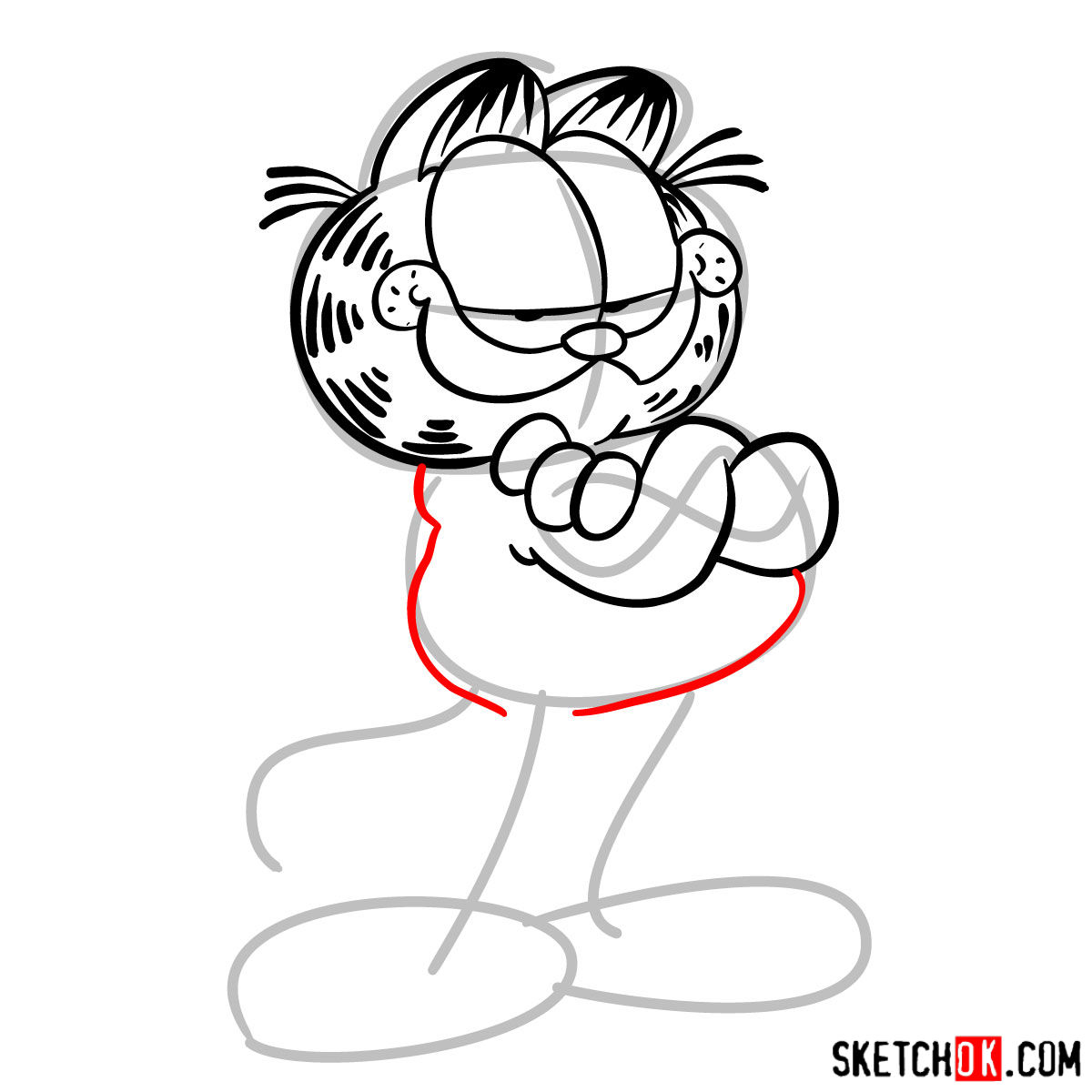 How to draw Garfield - step 06
