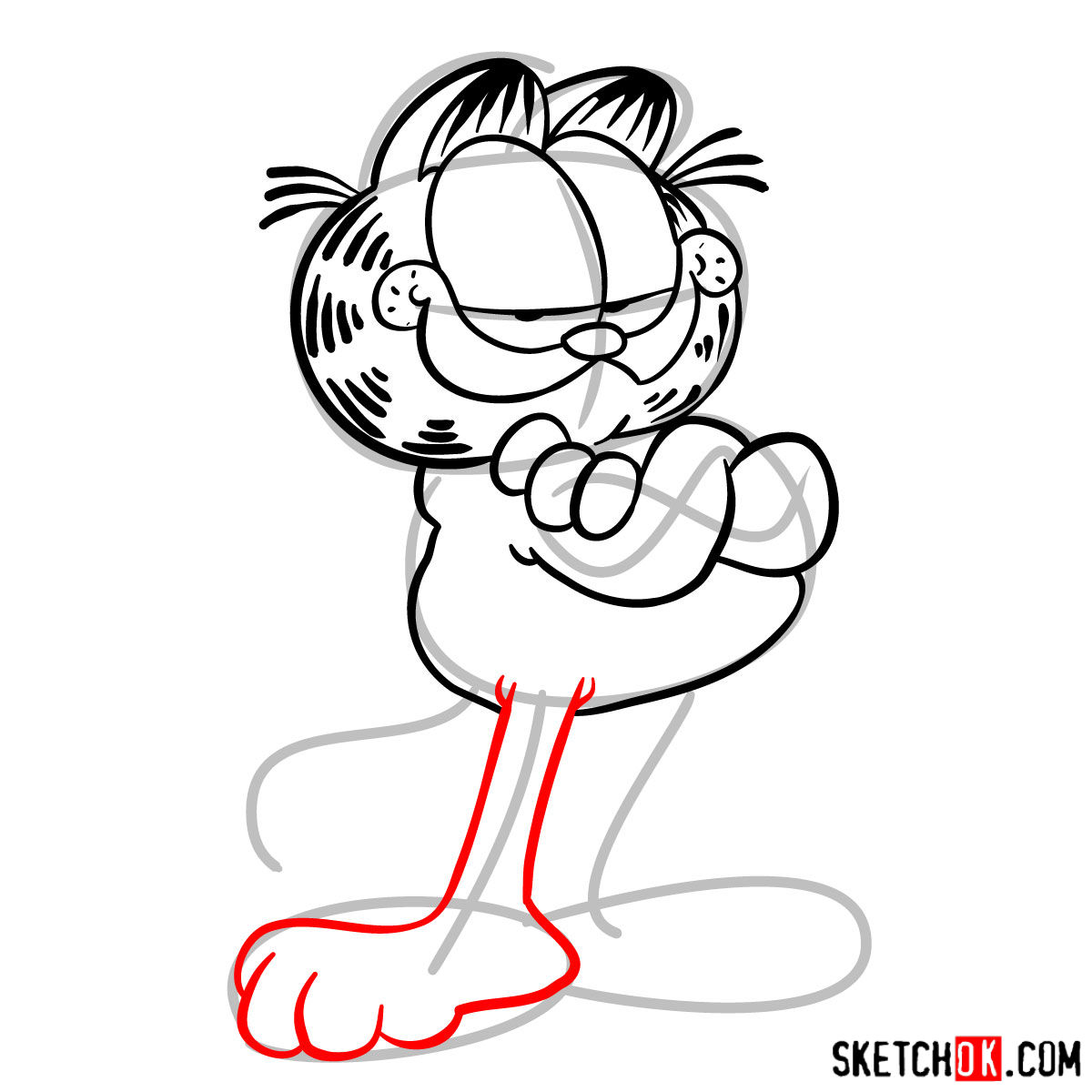 How to draw Garfield - step 07